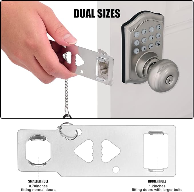 Portable Door Lock for Travel, Door Lock Self-Defense Security Device for Home, Apartment, Hotel, Living Motel, School Dorm, House for Open Inwards Door