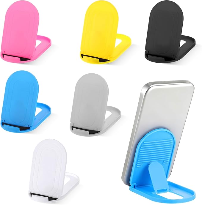 6PCS Foldable Phone Stand - Colorful Desk Office Cell Phone Holder, Mobile Tablet Holder for Airplane Headphone, Essential CellPhone Accessories, Portable Versatile Stand for Travel(6 Colors)