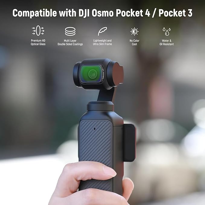 NEEWER Magnetic ND & Black Diffusion 1/4 Effect Filter Kit Compatible with DJI Osmo Pocket 4 & Pocket 3 Creator Combo Accessories, Action Camera 4 Pack Filters, Neutral Density (ND16 ND64 ND256)