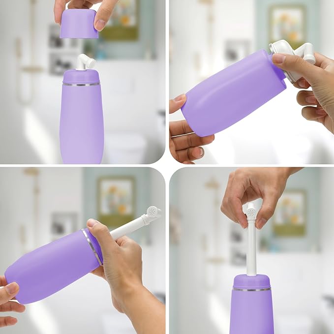 Portable Bidet for Travel - Friendly Handheld Personal - Peri Bottle - with 400ml Capacity, Convenient & Leakproof Design for Personal Hygiene Cleaning - Portable Bidet for Women and Men. (Purple)