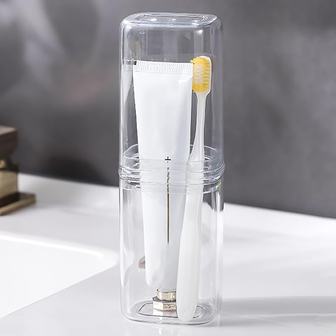 Toothbrush Cup Toothbrush Travel Case, Travel Toothbrush Holder Case with Cover Portable Multifunctional Toothbrush Cover, Suitable for Travel Business Camping Bathroom School or Daily Uses