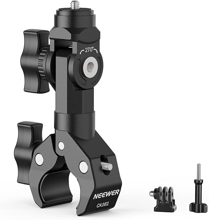 NEEWER Motorcycle Bicycle Handlebar Clamp Holder Magnetic Car Mount Accessories Kit Compatible with Insta360 X5 X4 X3 GoPro DJI AKASO Action Cameras, 360° Ball Heads for POV Video Recording, CA175