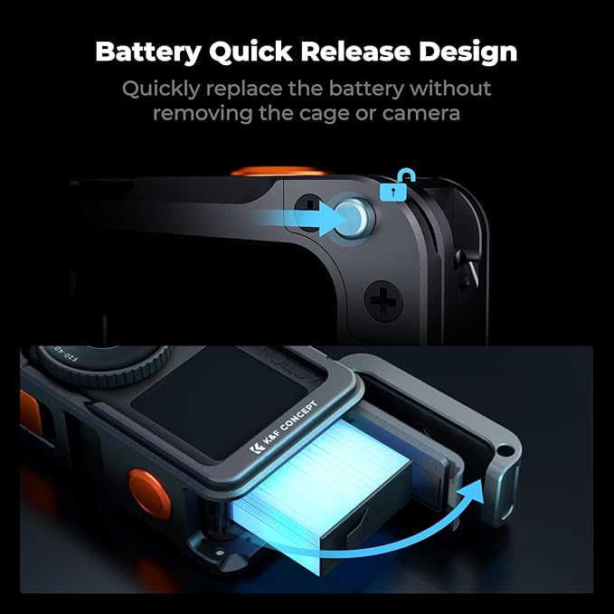 K&F CONCEPT Aluminum Alloy Street Grip Kit with Protective Cage Compatible with DJI Osmo Action 6, Quick Release Street Photography Grip with Shutter Button| Cold Shoe Mount, Action Camera Vlogging
