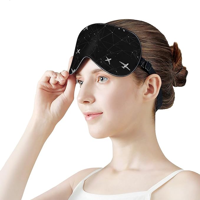 Airplane Plane Sleep Mask Adjustable Blackout Night Eye Cover for Travel Work