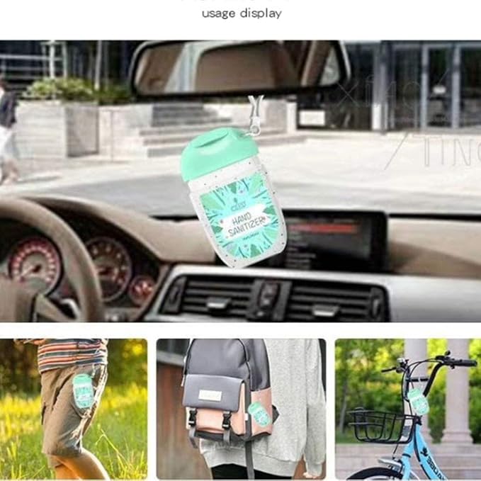 10 Pcs 1Oz 30ml Clear Empty Bottles Hand Sanitizer Travel Holder Hook Keychain Carriers White Flip Cap Reusable Portable Empty Bottle Refillable Cosmetic Container for Liquid Lotions Creams