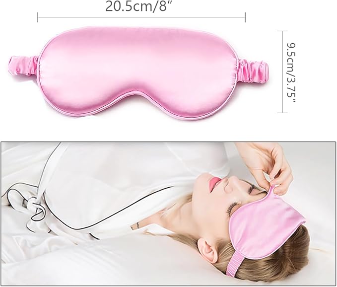 Silk Sleep Mask, Silk Sleeping Mask with Adjustable Strap, Sleeping Aid Blindfold for Nap, Sleep Mask for Women to Full Night's Sleep, Travel and Nap.(1PC) (Pink)