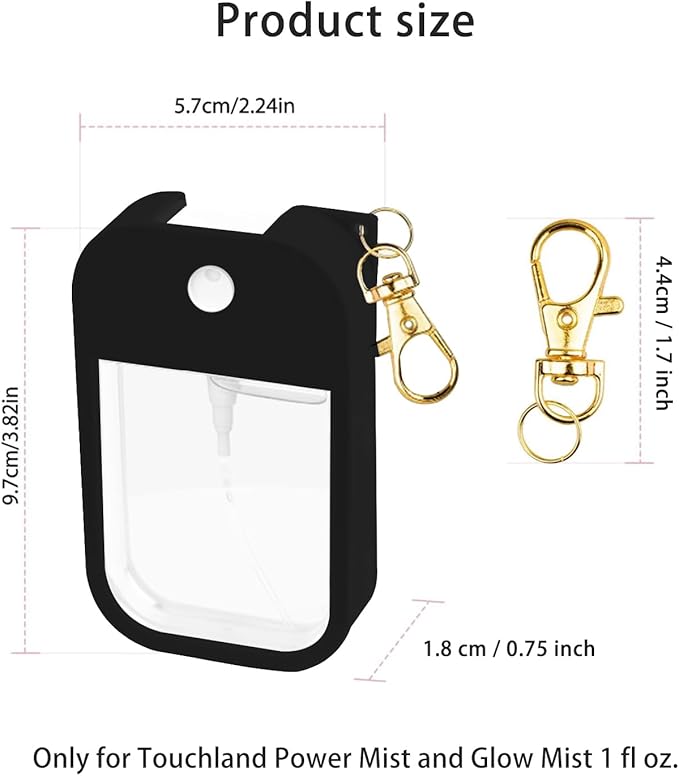 Silicone Case for Touchland Hand Sanitizer Spray 1 FL OZ., Stylish Protective Cover with Keychain Hanging Accessory