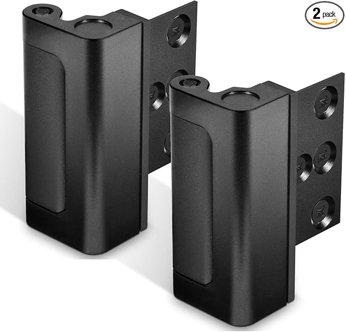 GreaTalent 2Pack Home Security Door Reinforcement Lock Childproof, Add High Security to Home Prevent Unauthorized Entry, Aluminum Construction Finish Black
