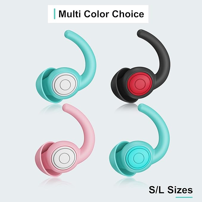 Ear Plugs for Sleeping, Noise Reduction Reusable Hearing Protection Soft Comfy Silicone Earplugs for Sleep, Snoring, Swimming, Concerts, Focus, Travel, Work, Motorcycle, 33dB Noise Cancelling