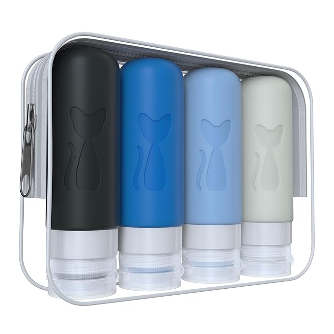 Zafit TSA Approved 3oz Leakproof Travel Bottles for Toiletries, Refillable Containers for Shampoo Conditioner Lotion Body Wash (Multicolored J)