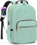 LOVEVOOK Laptop Backpack for Women 15.6 inch,Cute Womens Travel Backpack Purse,Professional Laptop Computer Bag,Waterproof Work Business College Teacher Bags Carry on Backpack with USB Port,Mint Green