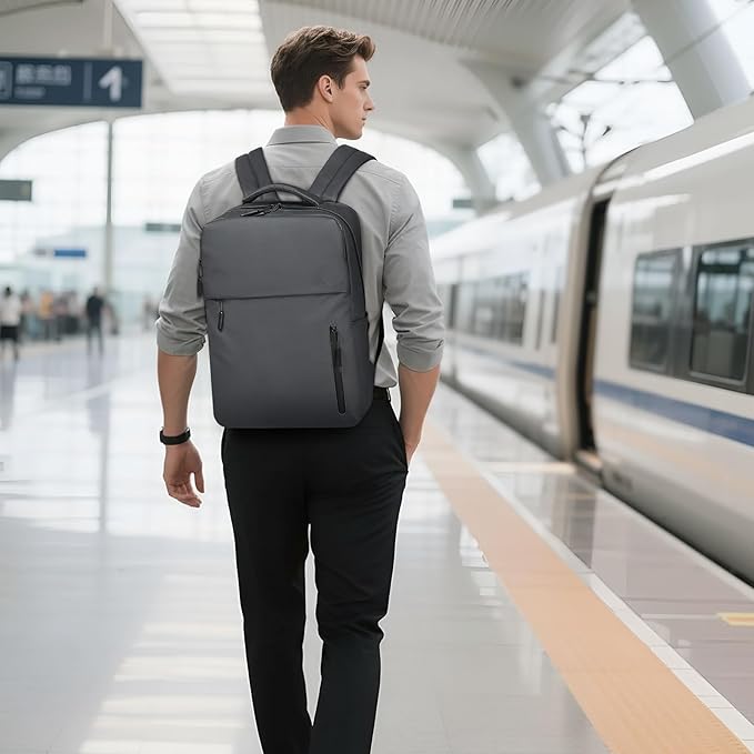 Lightweight 20L Commute Backpack for Men & Women, Water-Resistant Travel Daypack with 15.6-Inch Laptop Compartment & Anti-Theft Pockets, Dark Gray