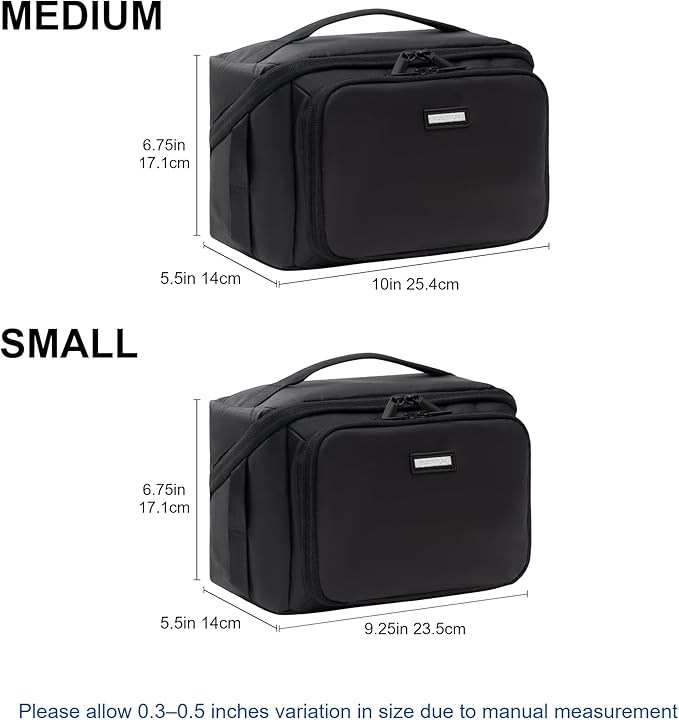 Everfun Compact Toiletry Bag for Men and Women Traveling, Wide Open Shaving Dopp Kit, Water Resistant Makeup Organizer Hygiene Bag with Wet Dry Compartment - Black, Small