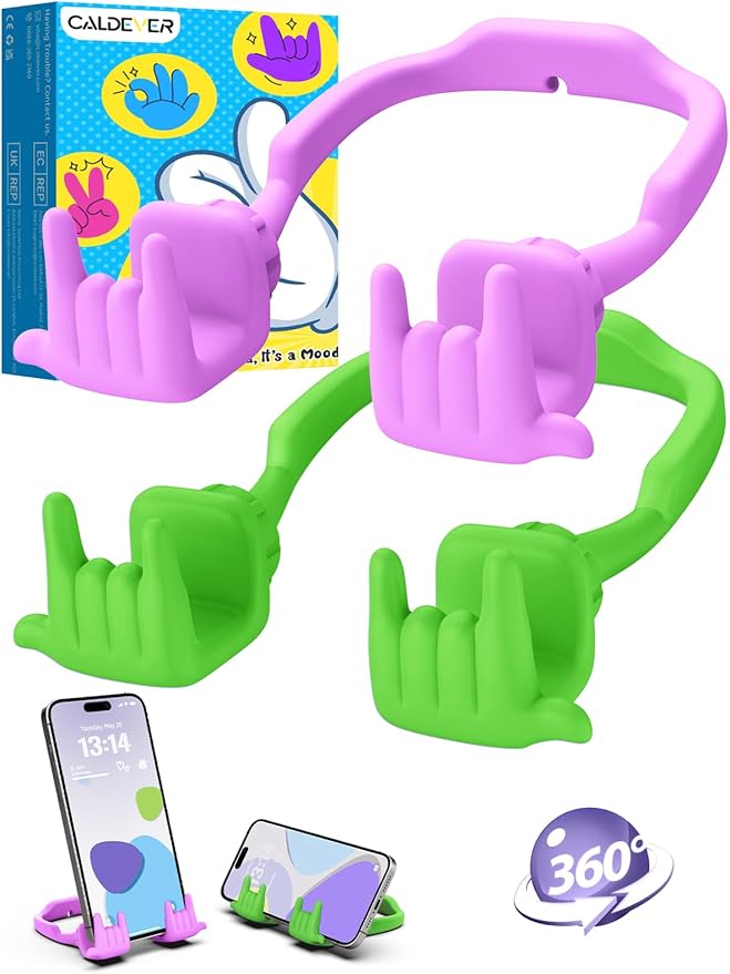 Stocking Stuffers for Teen Boys Girls Cell Phone Stand Upgrade Adjustable Rock on Lazy Phone Stand for Desk Cool Funny Gadget Gifts for Christmas Adult Men Women Wife 2Pack Bright Purple Avocado Green