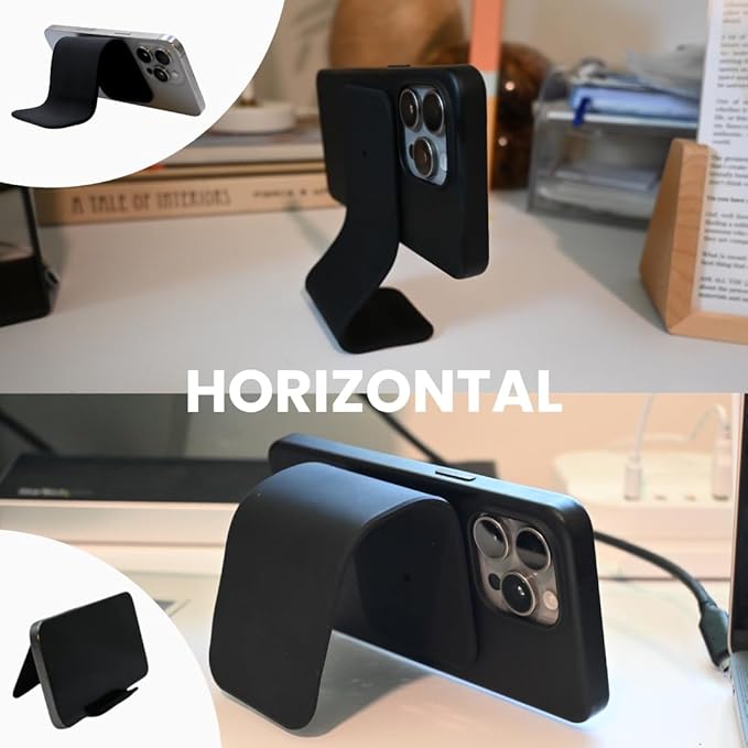 Flex Flap Mag Safe Phone Stand Airplane Travel Essentials for Flying Cell Phone Holder with Mag Safe Magnet & Flexible Silicone Stand for Desk, Treadmill, Home & in-Flight Airplane Travel Accessories