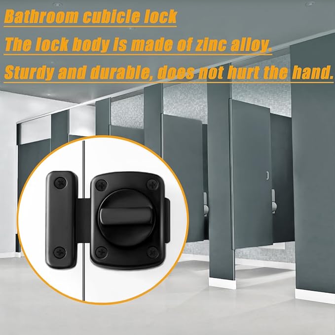French Door Reinforcement Lock Latch,Single Door Safety Locks from Inside Door Lock for Bedrooms Reinforcement Locks,180 Degree Bathroom Compartment Lock Bathroom Stall Latches