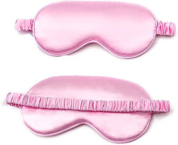 Silk Sleep Mask, Silk Sleeping Mask with Adjustable Strap, Sleeping Aid Blindfold for Nap, Sleep Mask for Women to Full Night's Sleep, Travel and Nap.(1PC) (Pink)