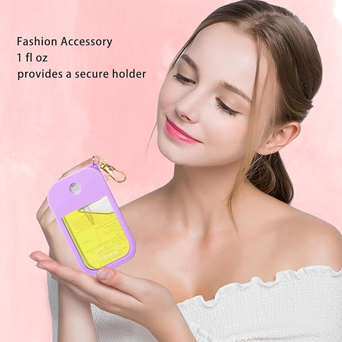Silicone Case for Touchland Hand Sanitizer Spray 1 FL OZ., Stylish Protective Cover with Keychain Hanging Accessory