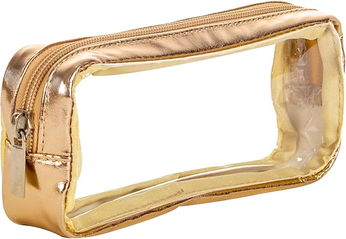 Remobia Hicol TSA Approved 5-Piece Diaper Bag Organizer Pouch Set Clear Waterproof TPU Kids Toiletry Storage Set Travel Packing Clutch Cube Bags for Baby Nursing(Gold leather)