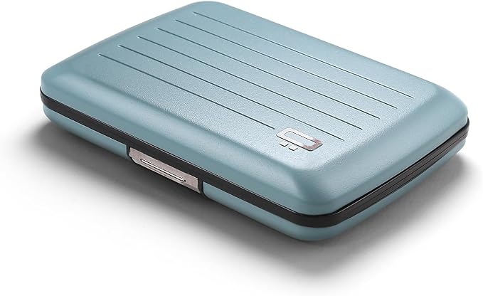 ÖGON -DESIGNS- Aluminum card holder with metal lock, RFID protection against fraud and demagnetization, compact wallet, Smart Case OSLO model