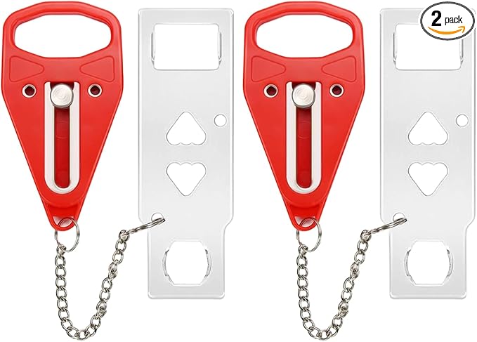 Portable Door Lock 2-Pack – Extra Lock for Home, Hotel & Apartment, Prevent Unauthorized Entry, Enhance Privacy & Safety While Traveling, Protect Family Security (2Red)