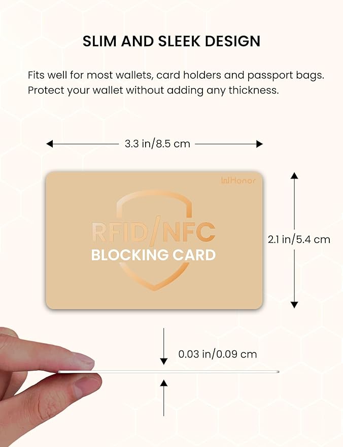 WHonor RFID Blocking Card 2 Pack, One Card Protects Entire Wallet, Credit Debit Card Protector, Anti-Theft NFC Contactless Blocker