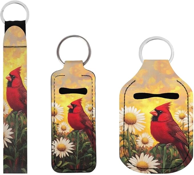 Suobstales 3Pcs Travel Bottles Keychain Holder Set,Travel Bottle Sleeves+Neoprene Chapstick Holders+Lanyard Keychain