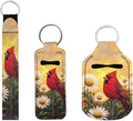 Suobstales 3Pcs Travel Bottles Keychain Holder Set,Travel Bottle Sleeves+Neoprene Chapstick Holders+Lanyard Keychain