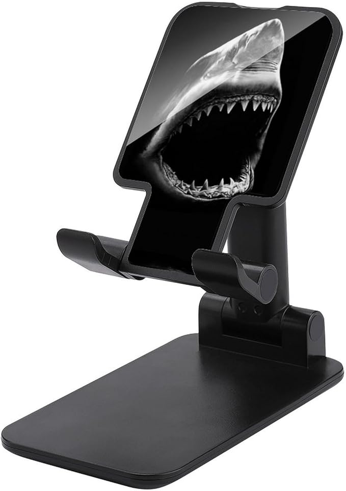Black Shark Bite Portable Cell Phone Stand Foldable Desktop Phone Holder Adjustable Height Angle with Print Pattern