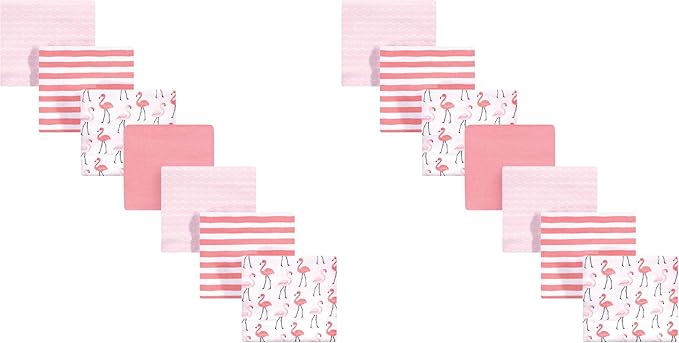 Hudson Baby Unisex Baby Cotton Flannel Receiving Blankets Bundle, Flamingos, One Size (Pack of 2)