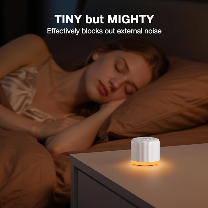 LEICEX Portable Sound Machine,Travel Sound Machine with Light,15 Non-Looping Sound Timer and Memory Play, Mini White Noise Machine for Sleeping Office Privacy Travel Gift