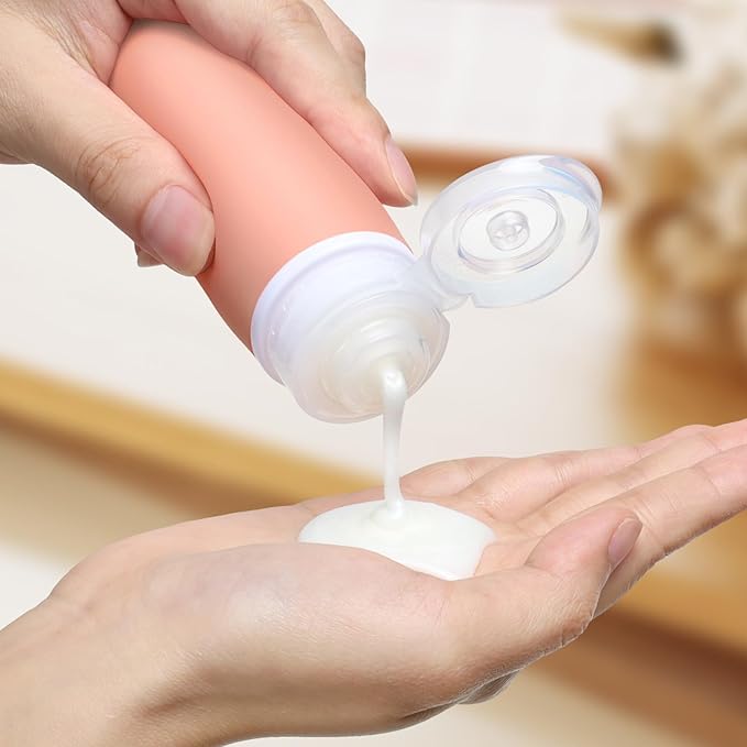 PACKISM TSA Approved Toiletry Bottles - 6 Pack Leak Proof 3.4oz Silicone Travel Bottles for Toiletries, Refillable Liquid Travel Accessories for Shampoo Conditioner Lotion Body Wash(BPA Free)