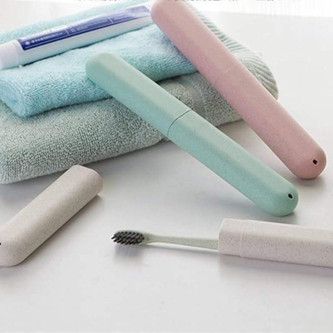 Portable Travel Toothbrush Storage Box,Toothbrush Case Suitable for Travel, Camping, School, Home and Business (4, White)