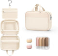 Lotour Travel Toiletry Bag for Women with Travel Size Silicone Containers Set, Hanging Toiletry Bag for toiletries, Cosmetic Bag Travel Organizer (White)