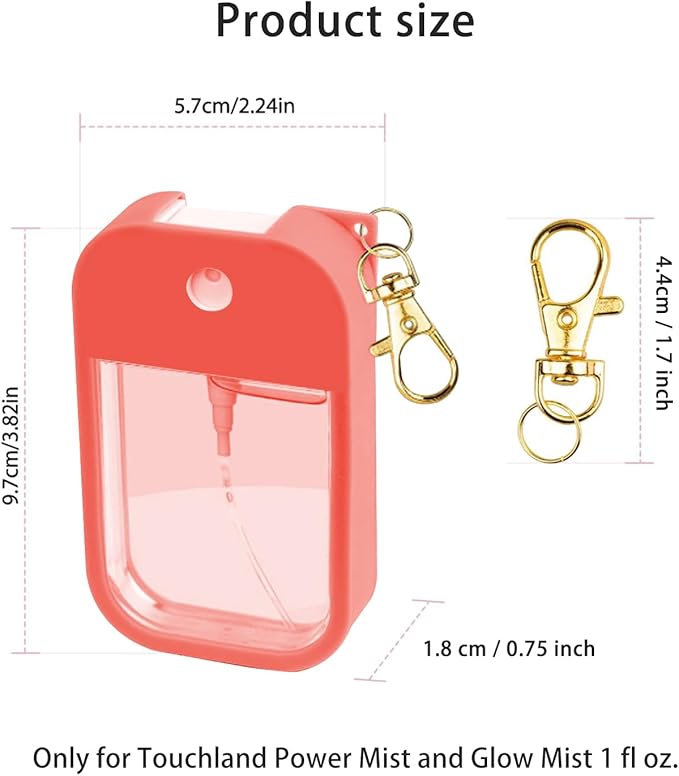 Silicone Case for Touchland Hand Sanitizer Spray 1 FL OZ., Stylish Protective Cover with Keychain Hanging Accessory