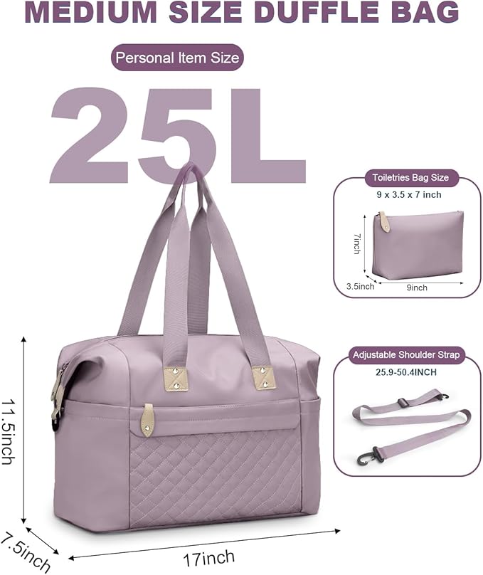 Pritent Travel Duffle Bag, Waterproof Weekender Overnight Hospital Bags for Women Men with Toiletry Bag Lightweight Carry on Personal Item Duffle Gym Bag for Travel, Airplanes, Sports