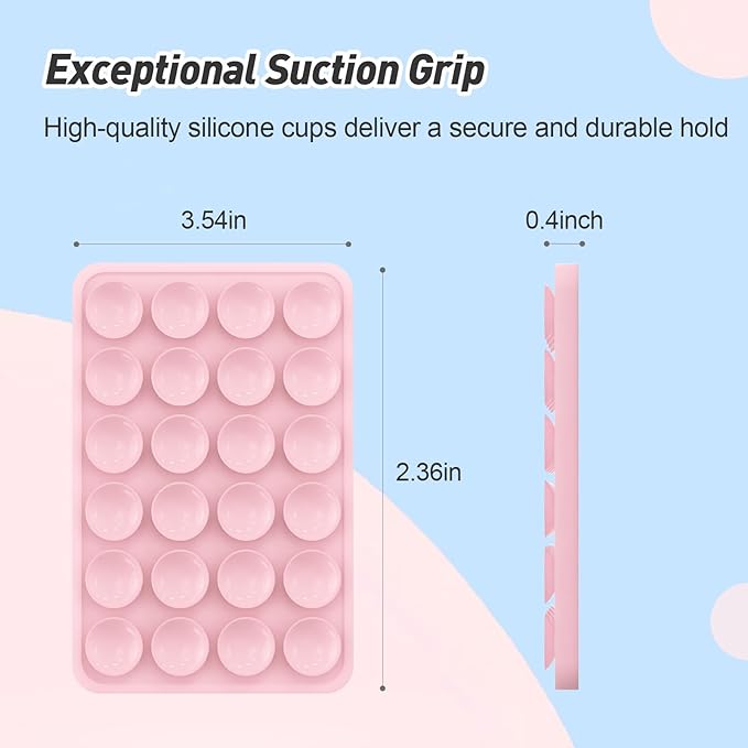 Magnetic Suction Phone Mount for MagSafe Case,Silicone Sticky Phone Grip Holder for iPhone,Removable Hands-Free Selfie/Video for TikTok & Instagram Influencer/Creator (Light Pink)