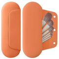 AGIKET Silicone Makeup Brush Holder Travel Cosmetic Bag：Soft Portable Cosmetic Face Brushes Holder with Upgrade Anti-Fall Out Magnetic Closure, Large Travel Makeup Brush Case - Orange