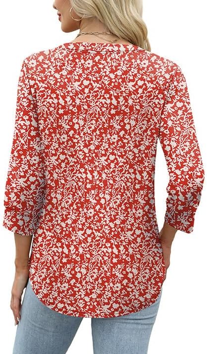 OFEEFAN Womens Tops 3/4 Sleeve Henley Shirts for Women Summer Outfits Fashion Clothing