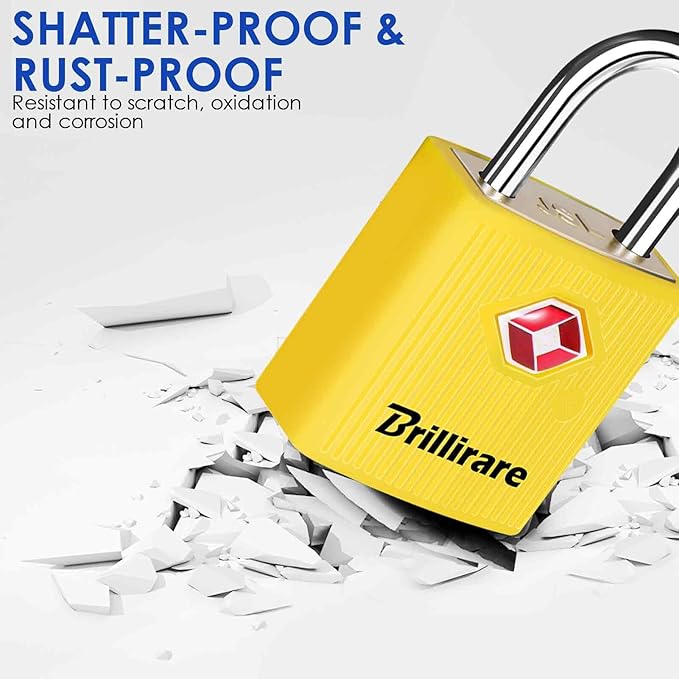4 Pack TSA Approved Luggage Locks with Keys, Travel Padlock, Zinc Alloy Waterproof Keyed Lock, TSA Outdoor Metal Lock for Lockers, Bags, Backpack, Gym, Gate-Yellow