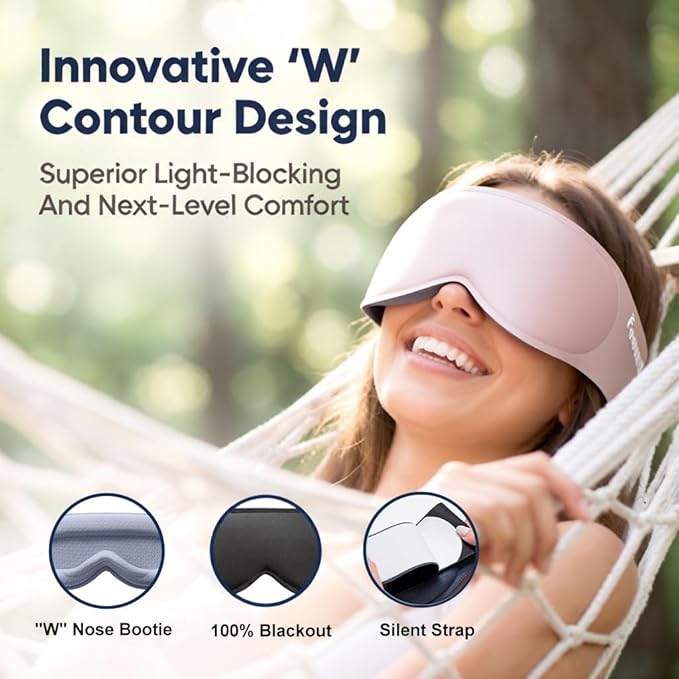 100% Blackot Weighted Sleep Mask: 3D Contoured Eye Mask with Blackout Eye Covers - Soft Memory Foam Padding,Full Coverage Blindfold for Dorm Nap and Travel Essential, Late Study Night Use
