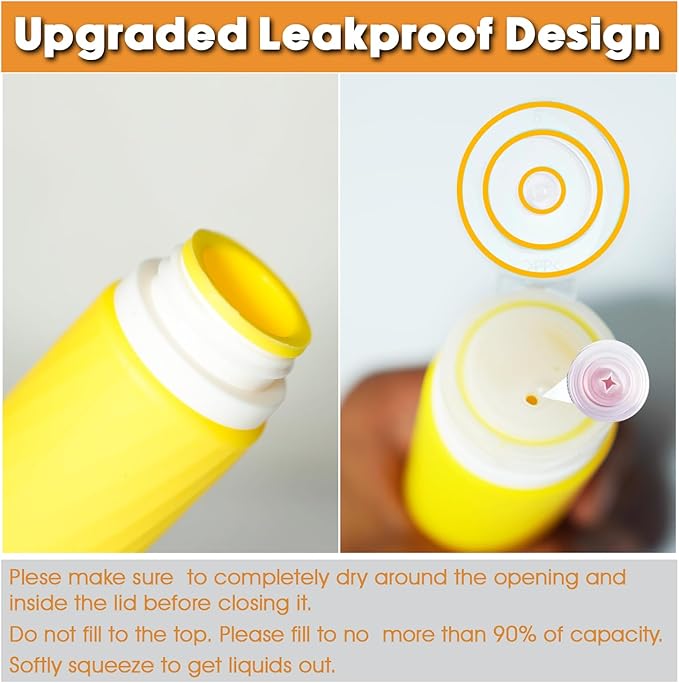 Laxen 5 Pack Travel Bottles for Toiletries with Labels, 3.0oz Silicone Travel Bottles Set with Zipper Toiletry Bag, Leakproof Refillable Squeeze Travel Size Containers for Shampoo Conditioner (Yellow)