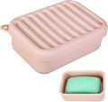 Silicone Leak-Proof Travel Soap Case, Portable Soap Container with Removable Draining Pad, Shatter-Proof Soap Holder for Travel, Gym, Camping, Bathroom(Peach Pink)