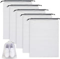 6 Pack Transparent Shoe Bags for Travel, Large Clear Drawstring Shoe Organizer Bags for Men & Women, PE Waterproof Dustproof Portable Shoe Storage Pouch for Luggage, Backpack, Gym