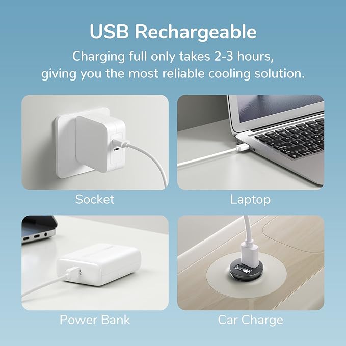 JISULIFE Handheld Mini Fan, Portable and Small with 3 Speeds, USB Rechargeable Battery Operate for Outdoor, Indoor, Makeup, Commute, Office, Travel, Concerts, Gifts for Women Men- White