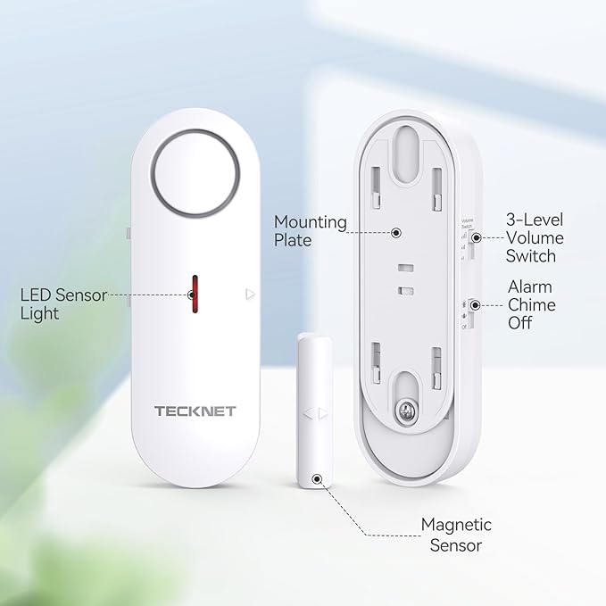 TECKNET Door Alarms for Kids Safety, Window Alarm Pool Alarms Door Alarm for Home Security, 2-in-1 Alarm & Chime, 3-Level Volume Control, Wireless Alarm for House Hotel Cars Sheds Caravans (9 Pack)
