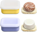 OTHIX 2 Pack Leakproof Silicone Travel Soap Case, Small Bar Soap Holder Container with Drainage Layer & Mini Portable Soap Dish for Shampoo Bars, Bathroom, Gym, Travel, Camping (Ice Blue & Yellow)