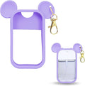 Mouse Design Silicone Case Compatible with Touchland Hand Sanitizer Spray 1 fl oz, Silicone Protective Case Holder with Keychain for Power Mist and Glow Mist, Purple