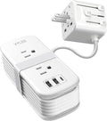 VYLEE Universal Travel Adapter with 6ft Extension Cord, Worldwide Plug Adapter (Type A/C/G/I) for Europe UK US AU, 2 AC Outlets + 3 USB Ports (USB-C), Cruise Ship Essentials Travel Power Strip