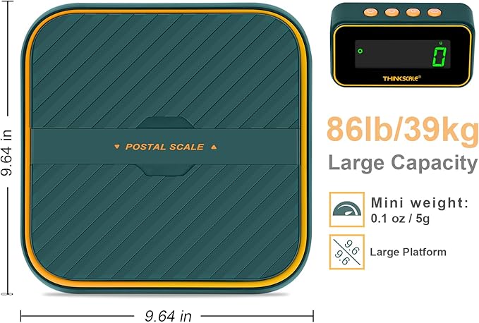 THINKSCALE 86lb Shipping Scale, 0.1oz Precision | Tare, Hold & Foldable Mail Holder | for E-Commerce, Small Business & Parcels | Battery & Type-C Charging